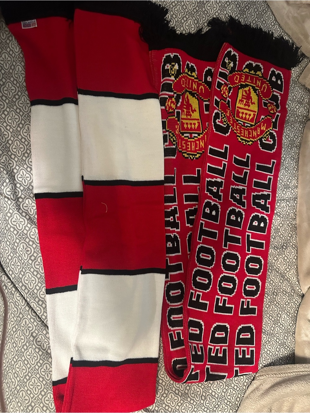 Red and White Football Scarf — Manchester United